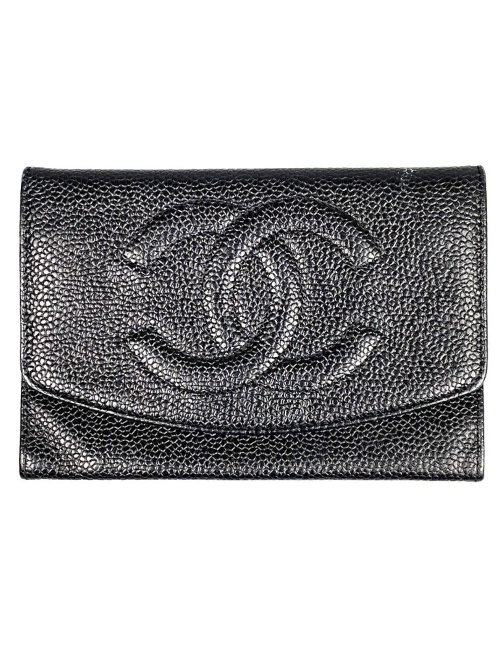 Chanel Coin Purse Card Case CC Logo Caviar Leather Black